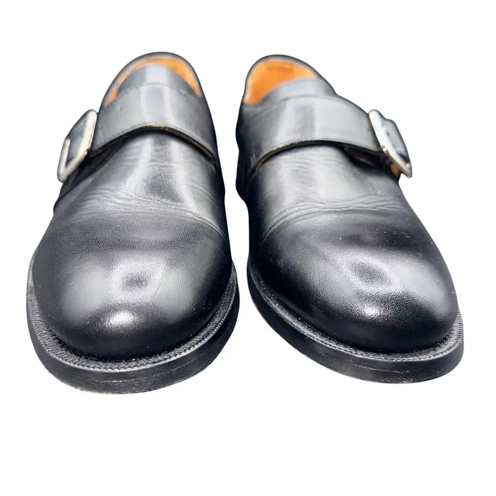 John Tweed Tailored Monk Strap Shoes EU 40 US 7 Black Leather Dress Shoes